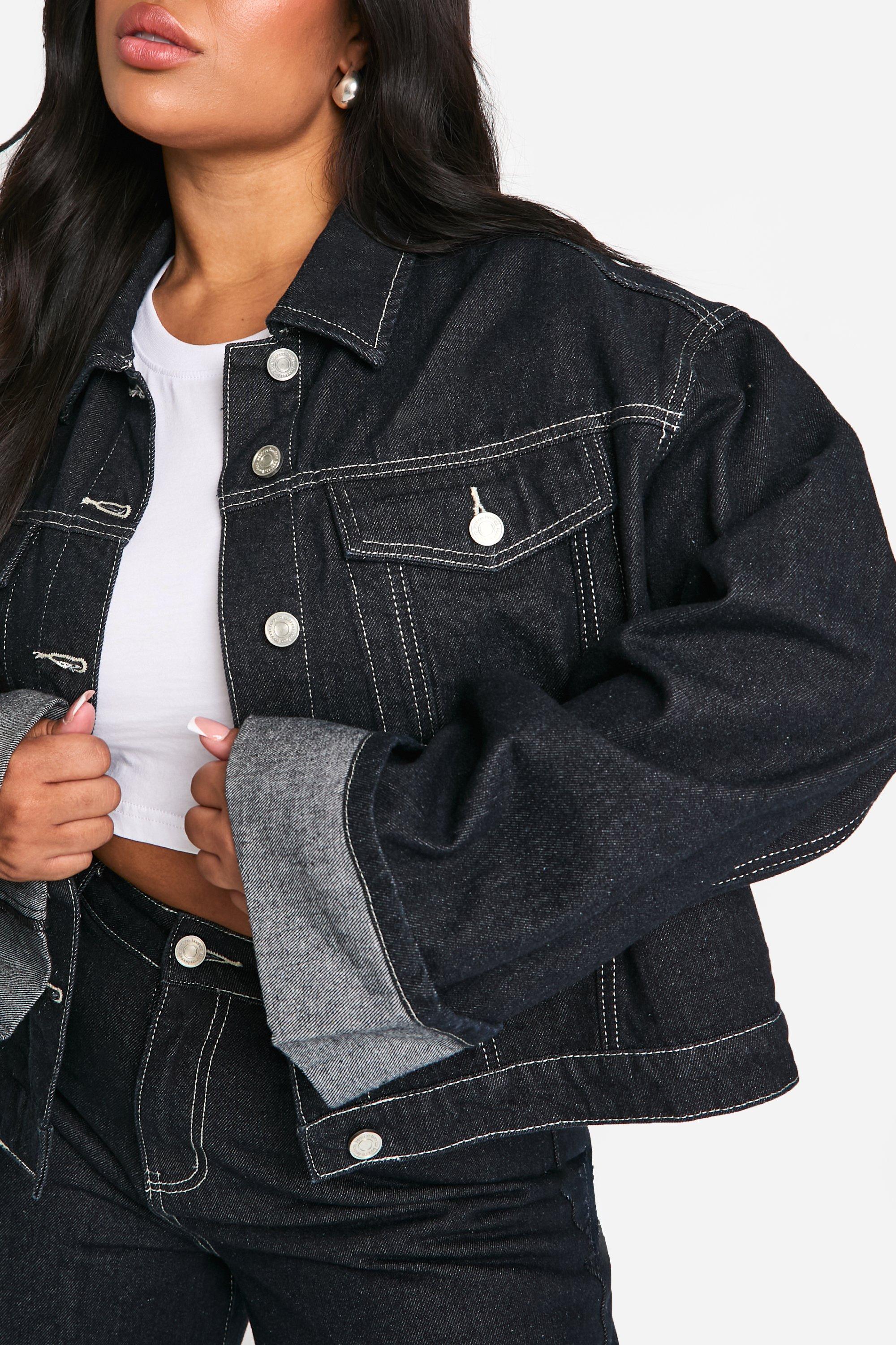Plus Deep Turn Up Cuff Denim Jacket | boohoo USA Plus Deep Turn Up Cuff Denim Jacket | boohoo USA